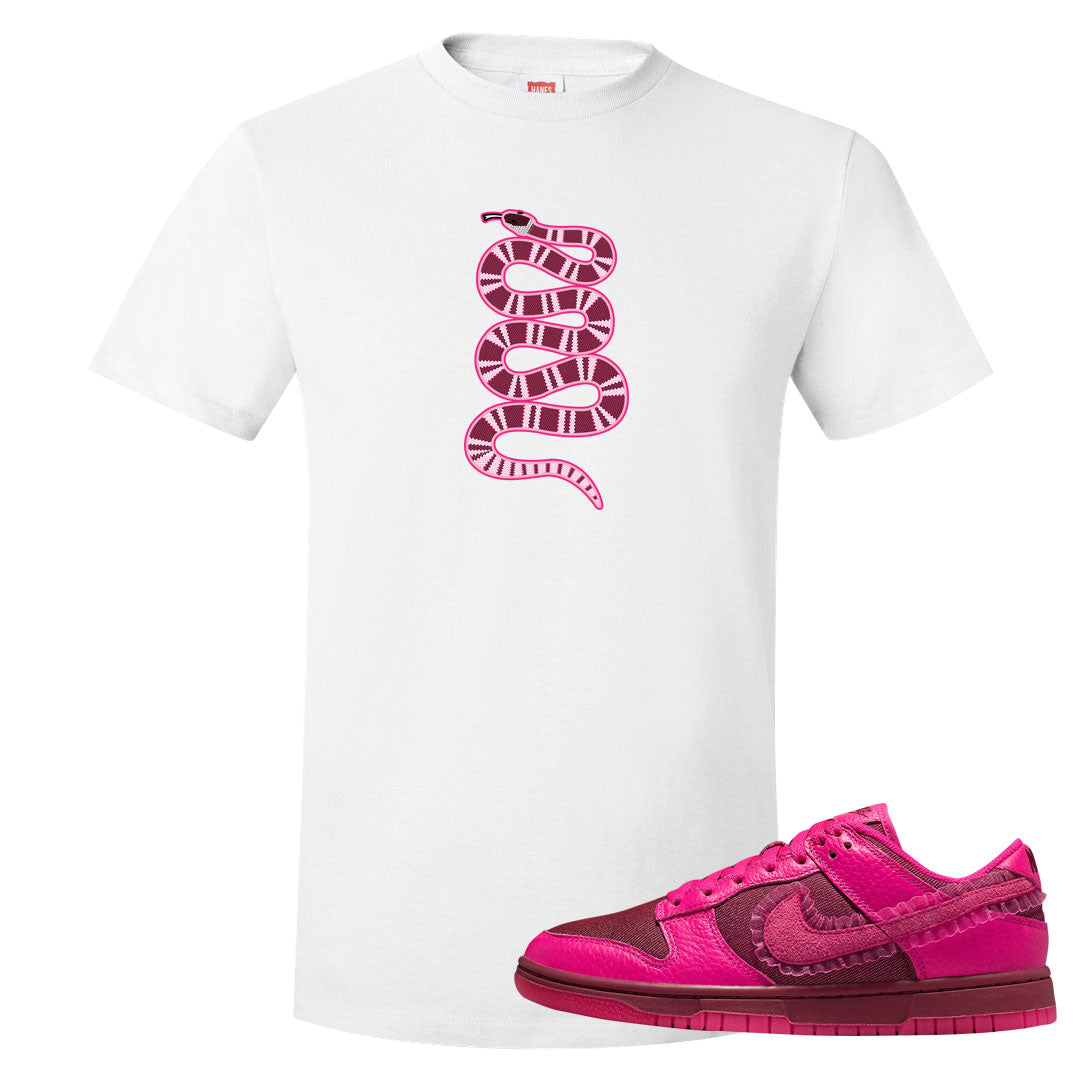 2022 Valentine's Day Low Dunks T Shirt | Coiled Snake, White