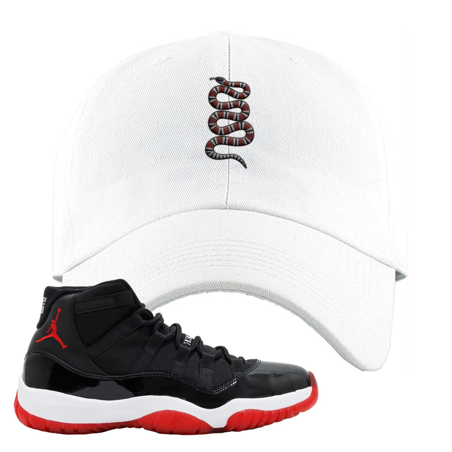 Jordan 11 Bred Coiled Snake White Sneaker Hook Up Dad Hat