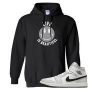 Light Smoke Grey Mid 1s Hoodie | Smile Life Is Beautiful, Black