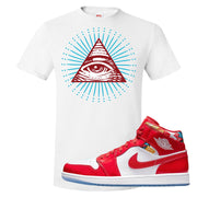 Barcelona Sweater Mid 1s T Shirt | All Seeing Eye, White