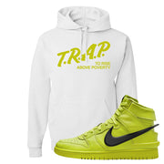 Atomic Green High Dunks Hoodie | Trap To Rise Above Poverty, White