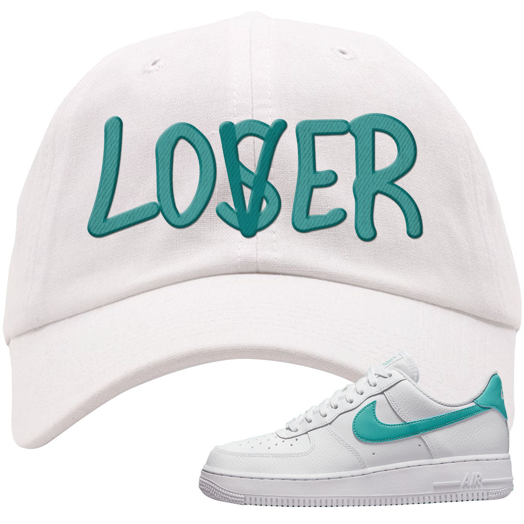 Washed Teal Low 1s Dad Hat | Lover, White