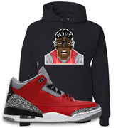 Jordan 3 Red Cement Chicago All-Star Sneaker Black Pullover Hoodie | Hoodie to match Jordan 3 All Star Red Cement Shoes | Mars Pixel