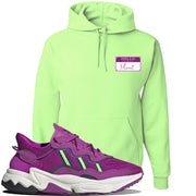 Ozweego Vivid Pink Sneaker Neon Green Pullover Hoodie | Hoodie to match Adidas Ozweego Vivid Pink Shoes | Hello my Name is Mami