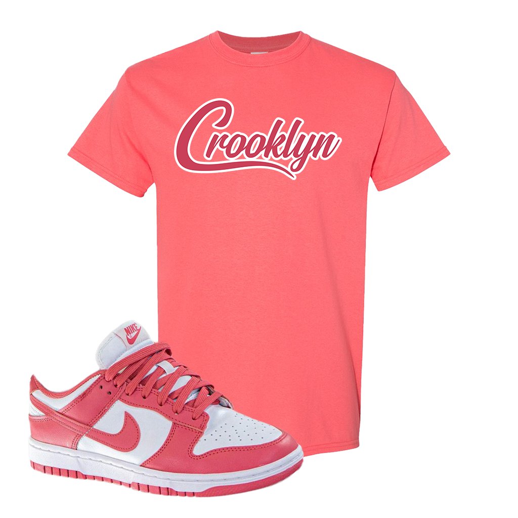 Archeo Pink Low Dunks T Shirt | Crooklyn, Coral Silk