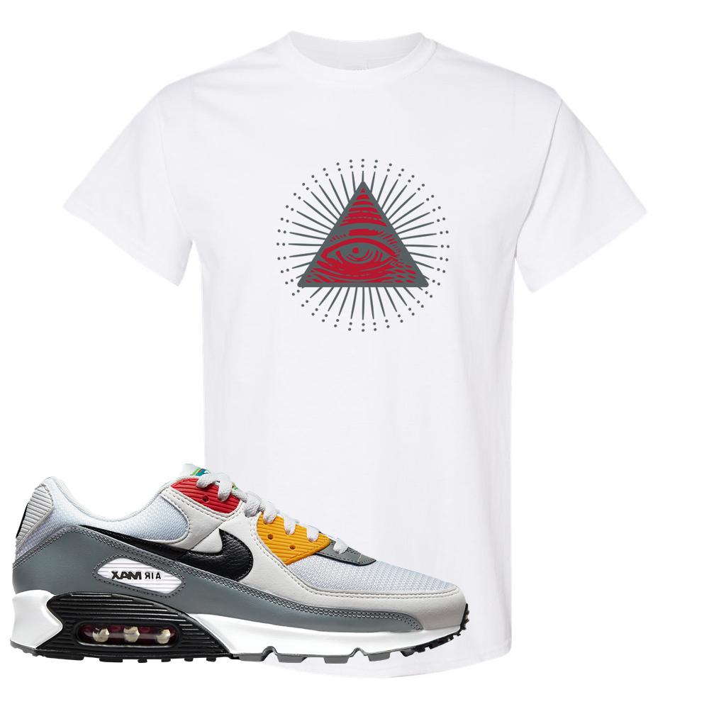 Peace Love Basketball 90s T Shirt | All Seeing Eye, White