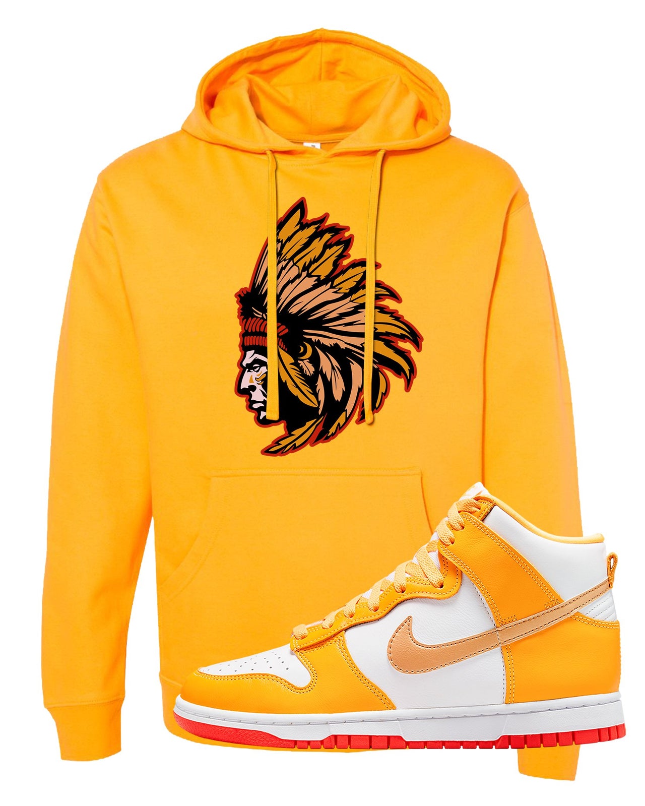 Yellow Gold Orange High Dunks Hoodie | Indian Chief, Gold