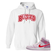 Valentine's Day Mid 1s Hoodie | Blessed Arch, White