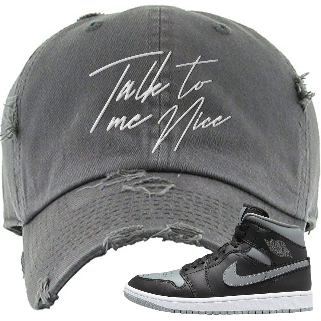 Alternate Shadow Mid 1s Distressed Dad Hat | Talk To Me Nice, Dark Gray