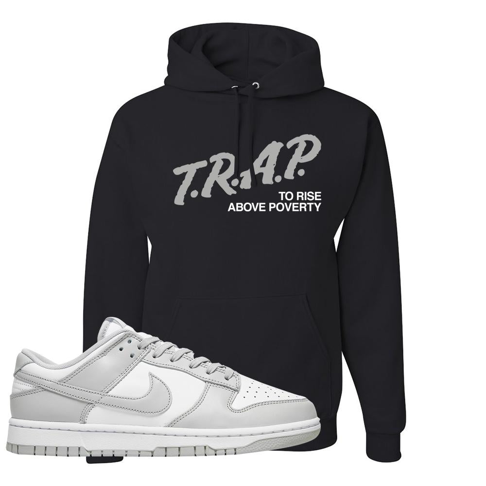 Grey Fog Low Dunks Hoodie | Trap To Rise Above Poverty, Black