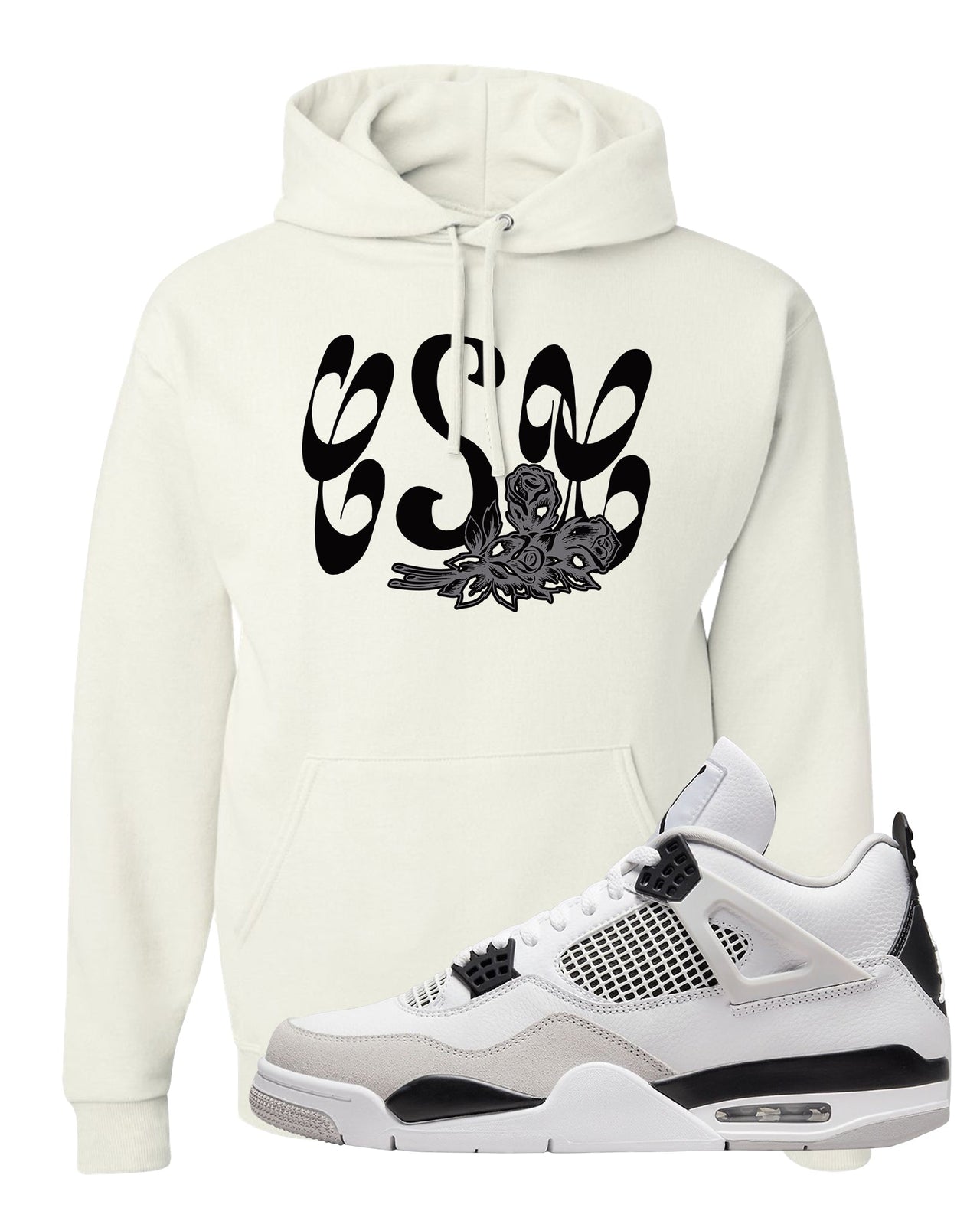 Military Black 4s Hoodie | Certified Sneakerhead, White