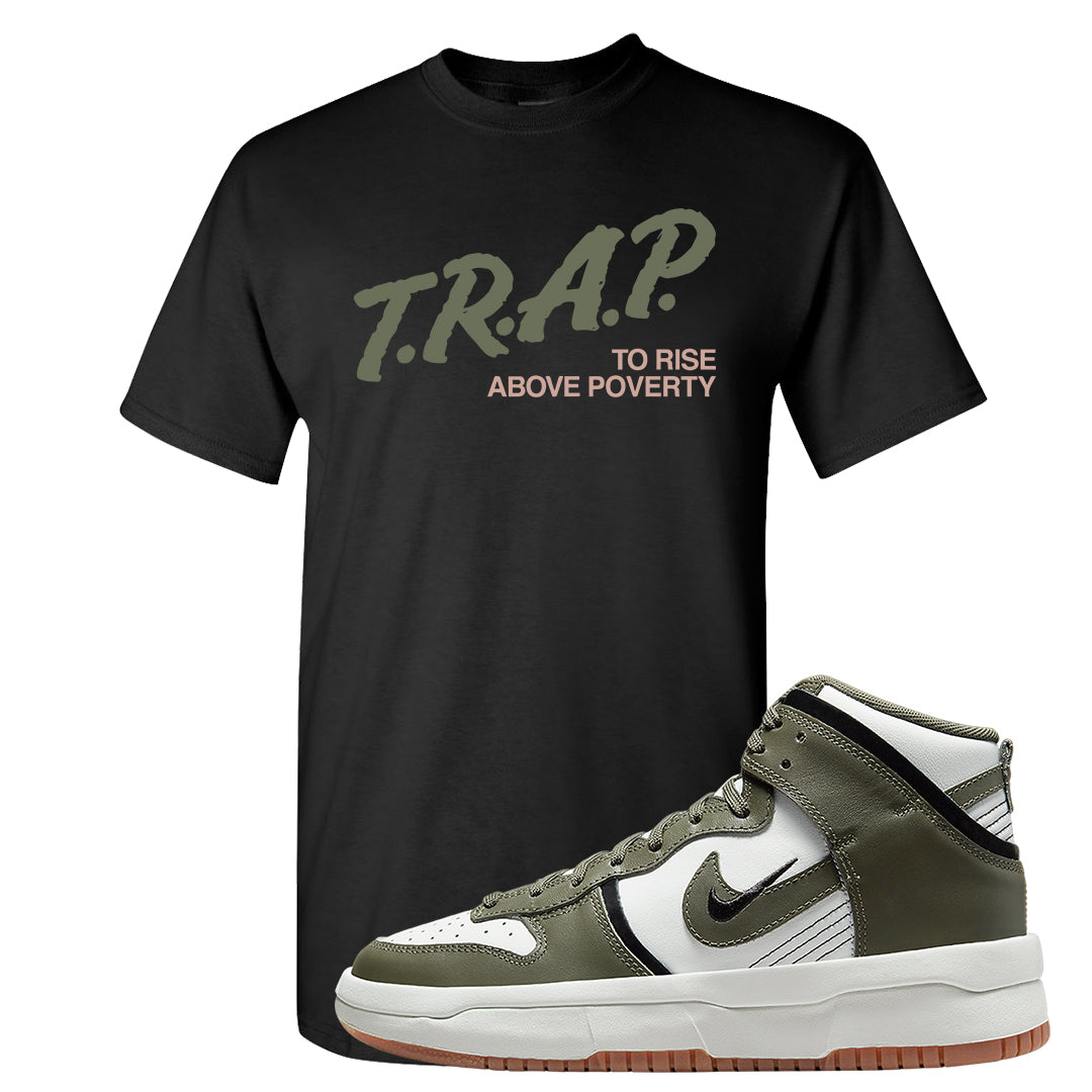 Cargo Khaki Rebel High Dunks T Shirt | Trap To Rise Above Poverty, Black