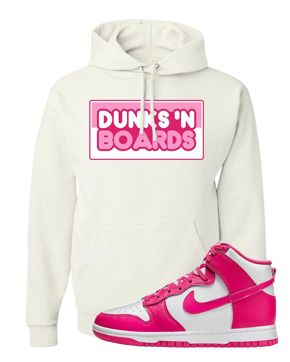 Pink Prime High Dunks Hoodie | Dunks N Boards, White