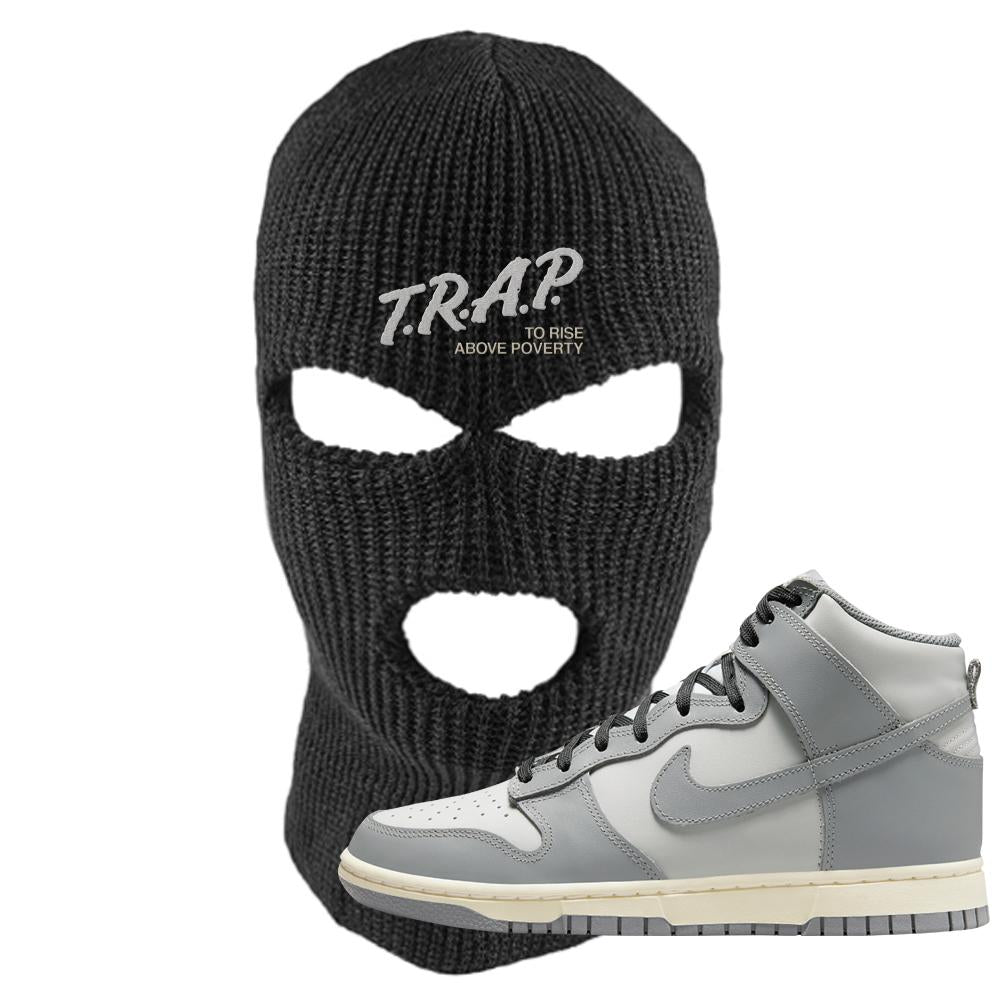Aged Greyscale High Dunks Ski Mask | Trap To Rise Above Poverty, Black