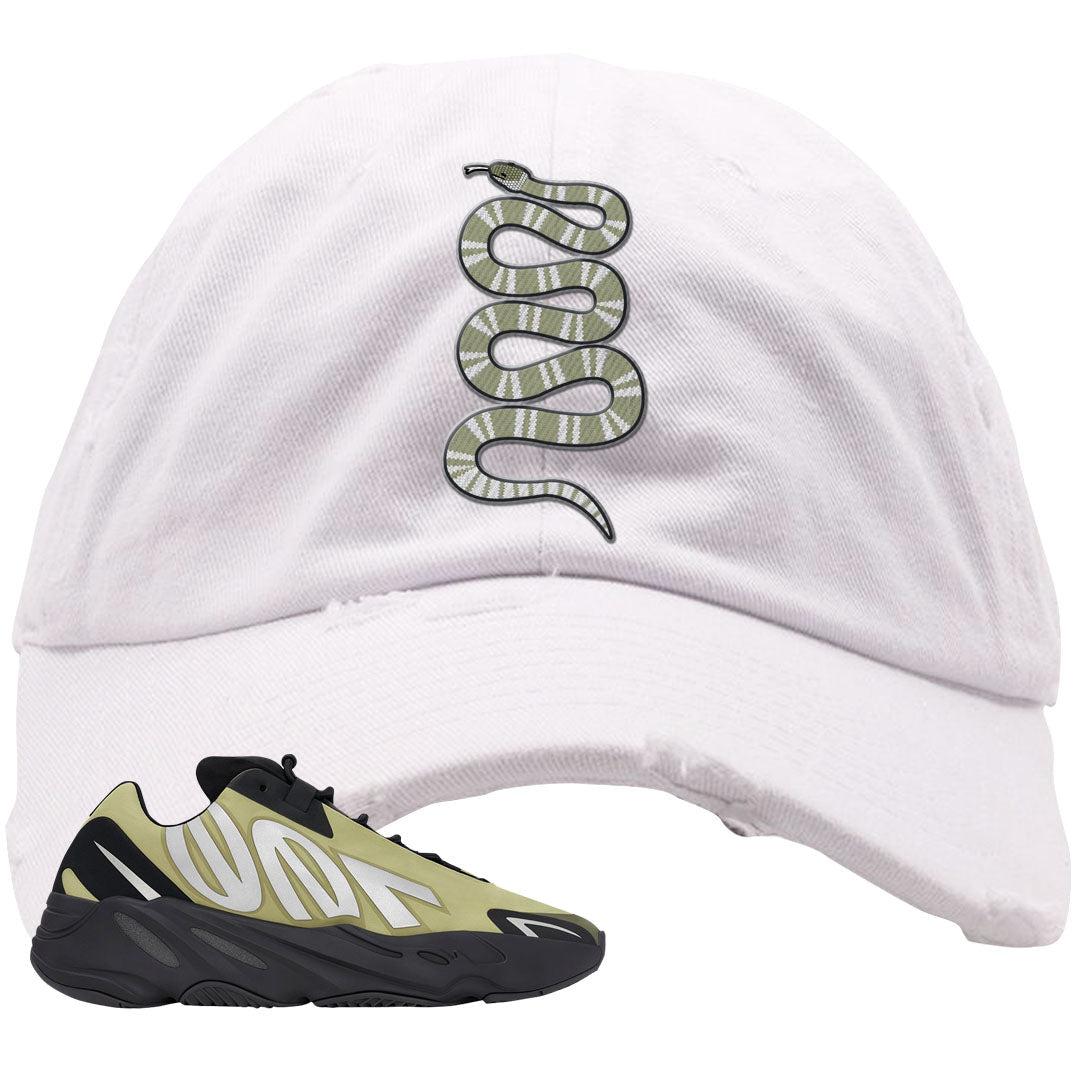 Resin MNVN 700s Distressed Dad Hat | Coiled Snake, White