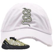 Resin MNVN 700s Distressed Dad Hat | Coiled Snake, White