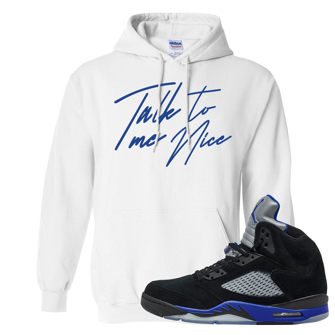 Racer Blue 5s Hoodie | Talk To Me Nice, White