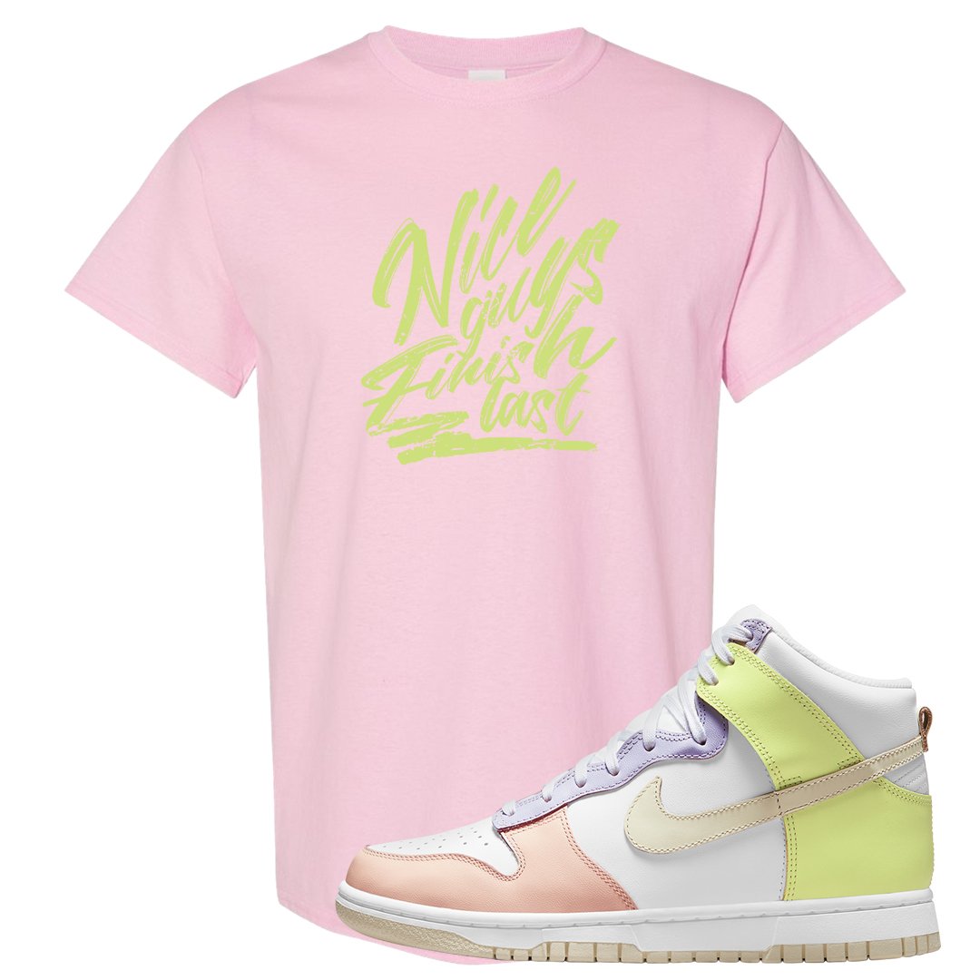 Cashmere High Dunks T Shirt | Nice Guys Finish Last, Light Pink