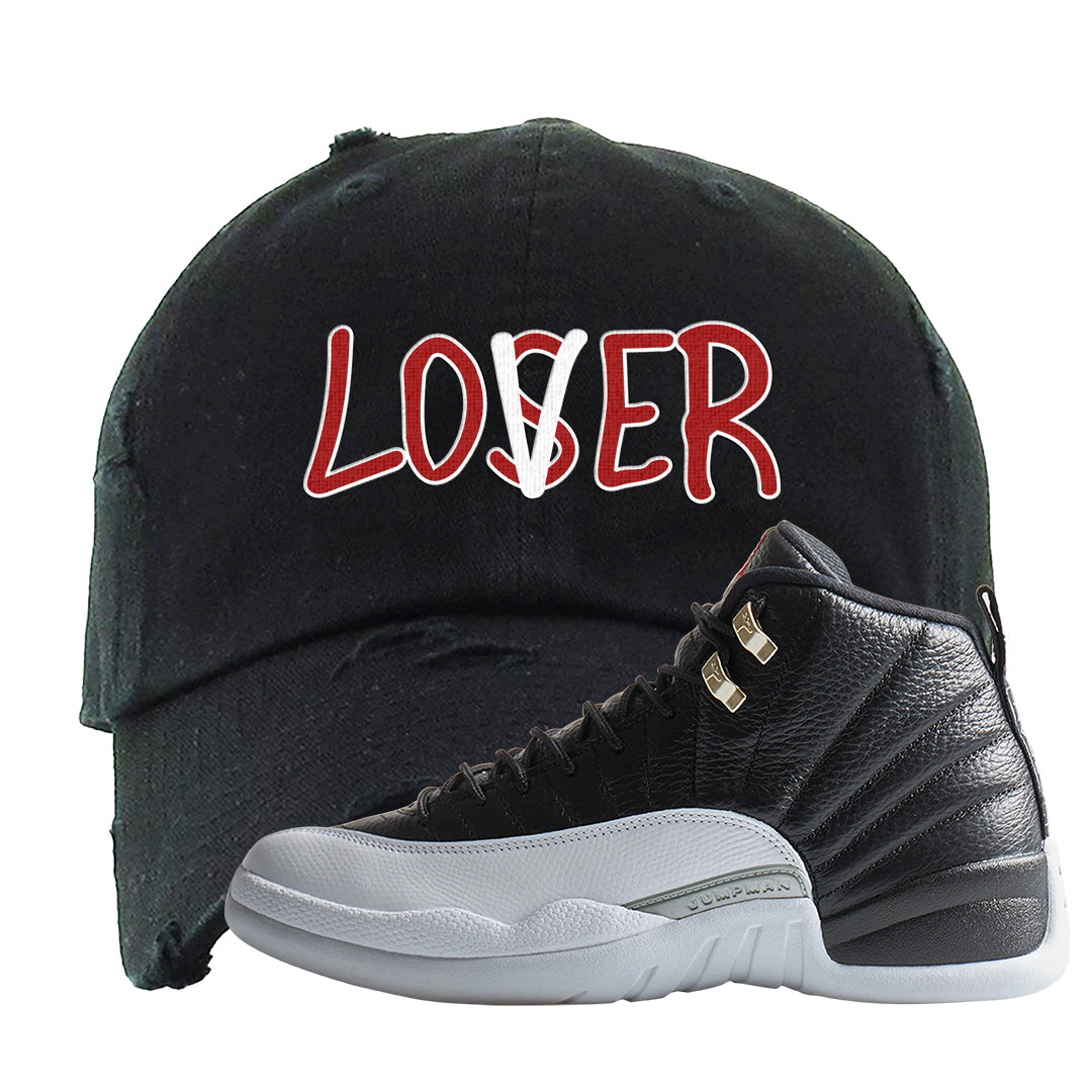 Playoff 12s Distressed Dad Hat | Lover, Black