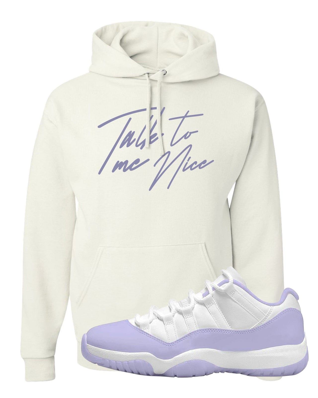 Pure Violet Low 11s Hoodie | Talk To Me Nice, White