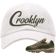 Medium Olive Rough Green 95s Dad Hat | Crooklyn, White