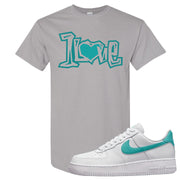 Washed Teal Low 1s T Shirt | 1 Love, Gravel