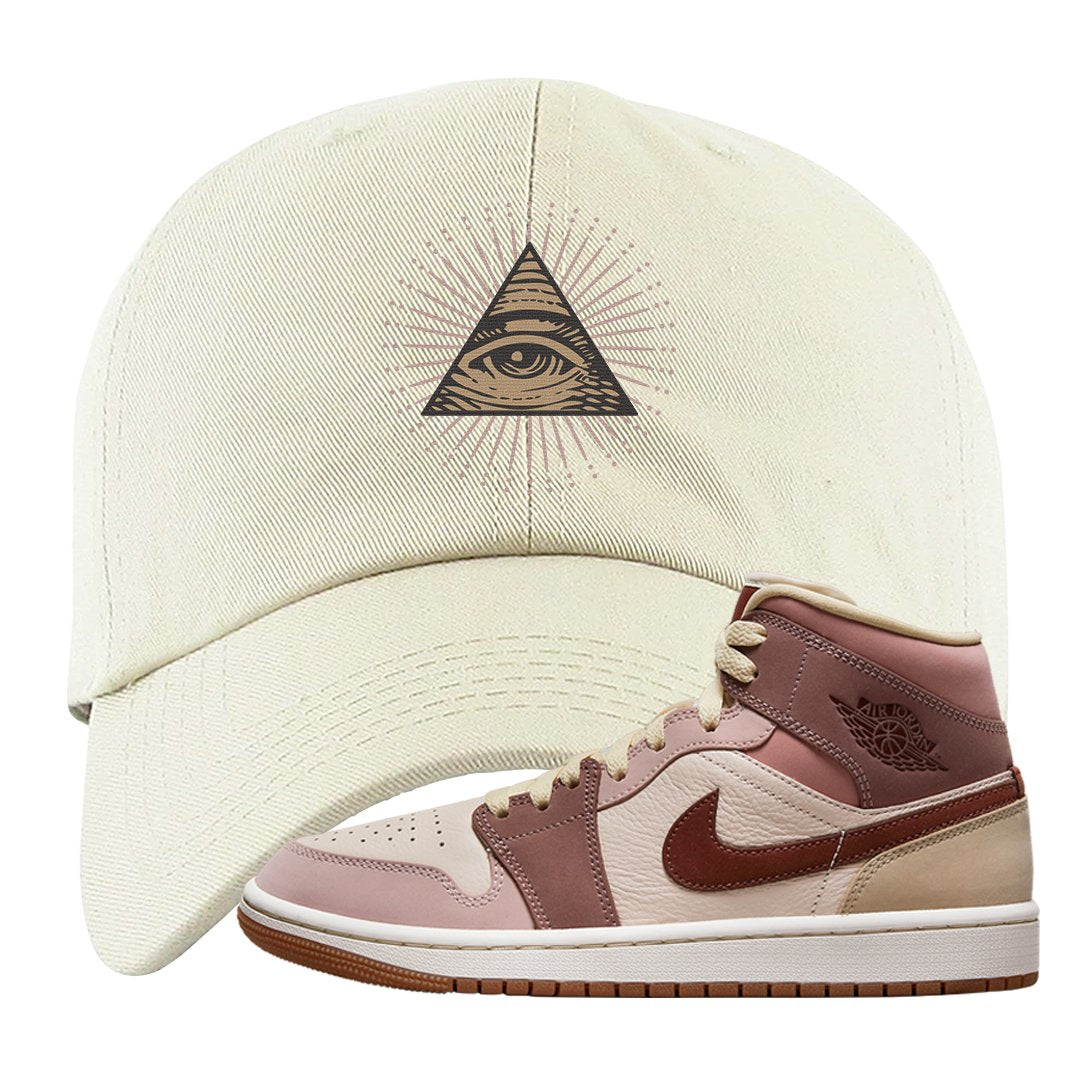 Pink Sand Mauve Mid 1s Dad Hat | All Seeing Eye, White