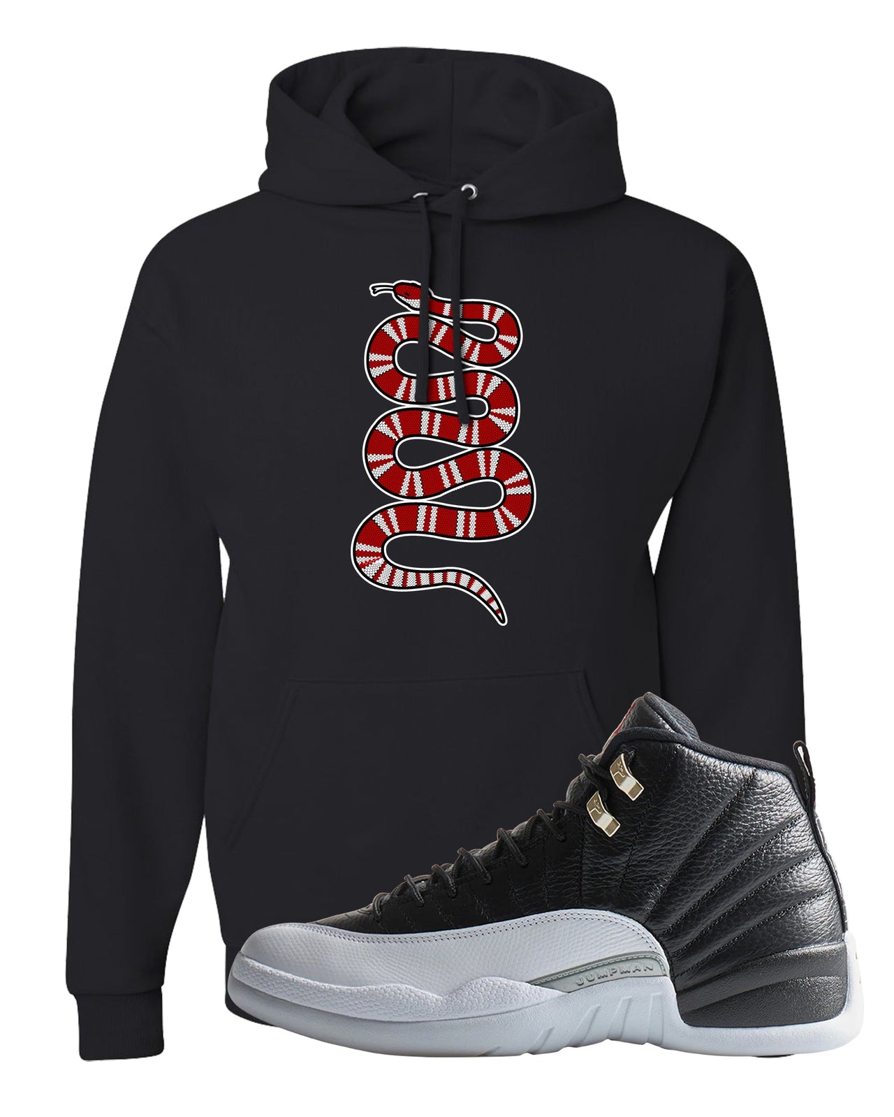 Playoff 12s Hoodie | Coiled Snake, Black