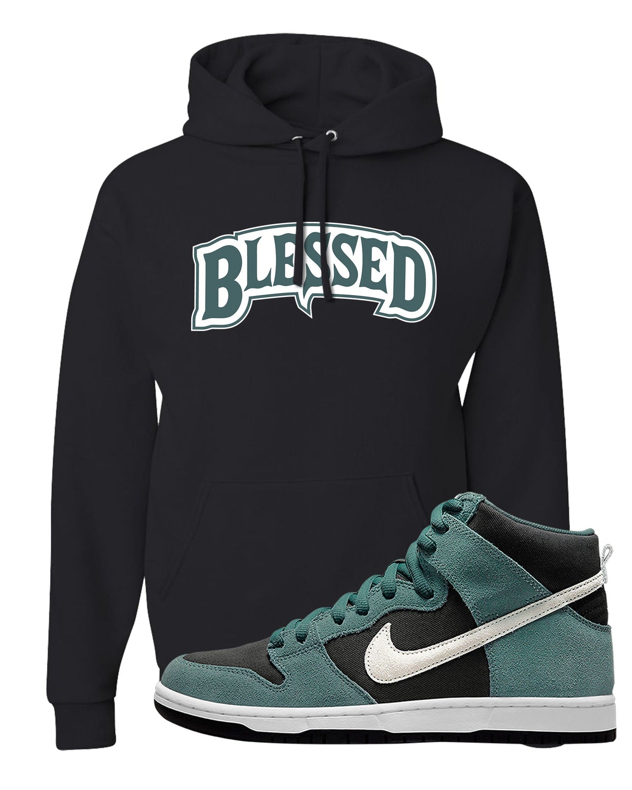 Green Suede High Dunks Hoodie | Blessed Arch, Black