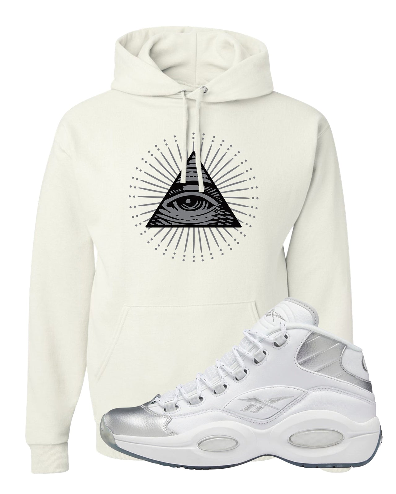 25th Anniversary Mid Questions Hoodie | All Seeing Eye, White