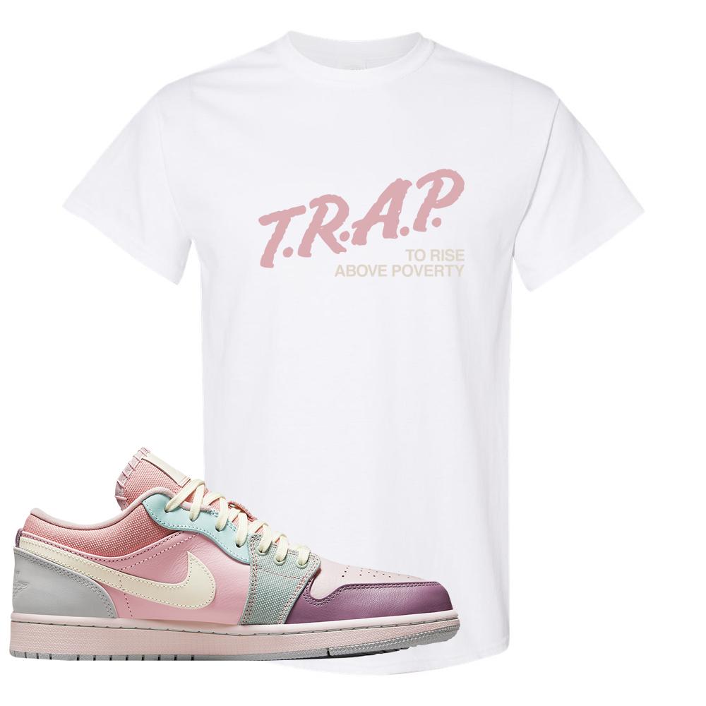 Air Jordan 1 Low Pastel T Shirt | Trap To Rise Above Poverty, White