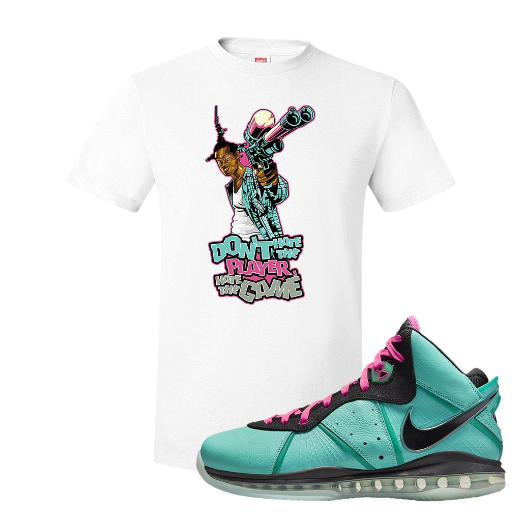 South Beach Bron 8s T Shirt | Don't Hate The Playa, White