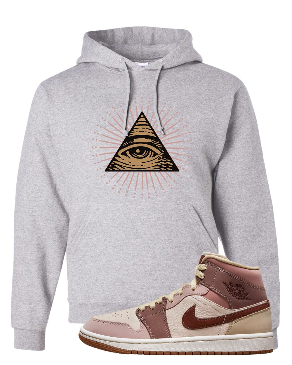 Pink Sand Mauve Mid 1s Hoodie | All Seeing Eye, Ash