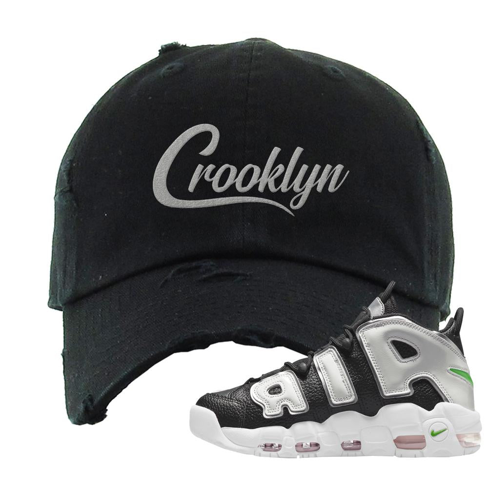 Black Silver Uptempos Distressed Dad Hat | Crooklyn, Black