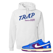 SB Dunk Low Undefeated Blue Snakeskin Hoodie | Trap To Rise Above Poverty, White