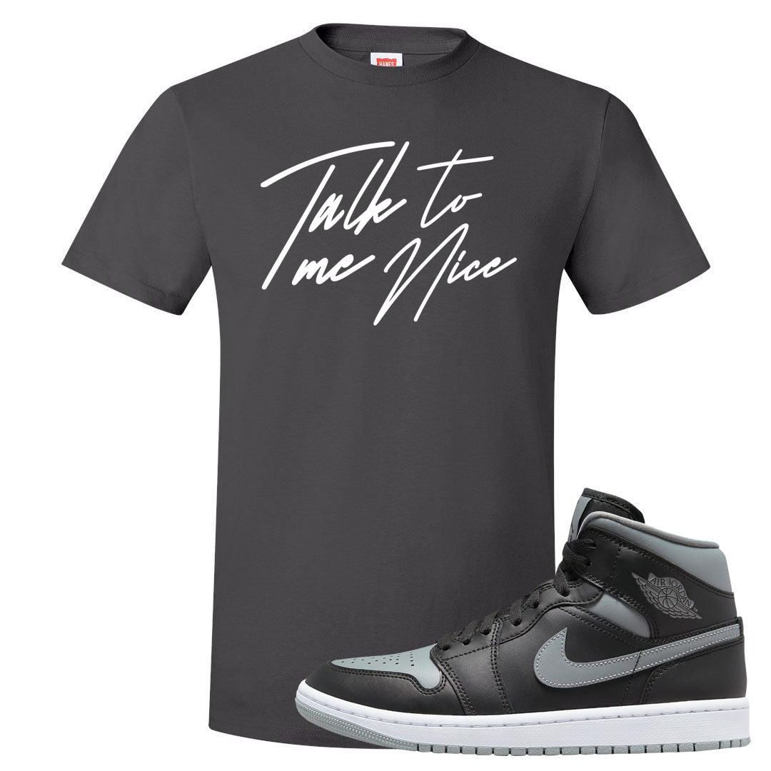 Alternate Shadow Mid 1s T Shirt | Talk To Me Nice, Smoke Grey