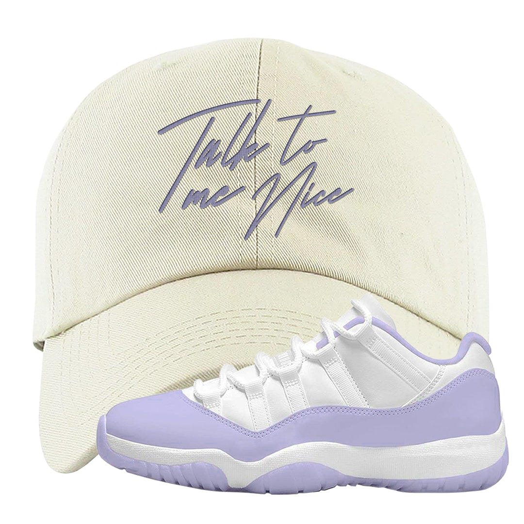 Pure Violet Low 11s Dad Hat | Talk To Me Nice, White