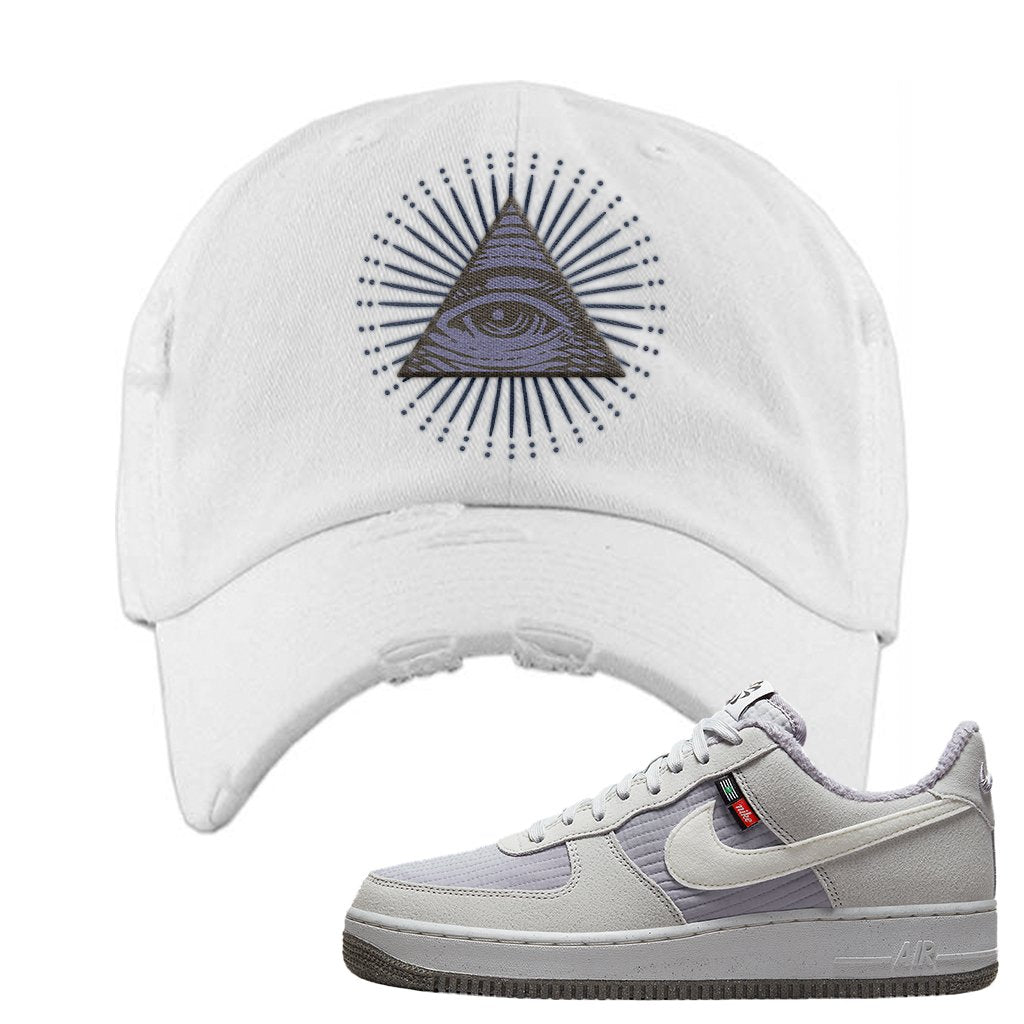 Toasty Low 1s Distressed Dad Hat | All Seeing Eye, White