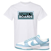 Paisley Light Blue Low Dunks T Shirt | Dunks N Boards, White