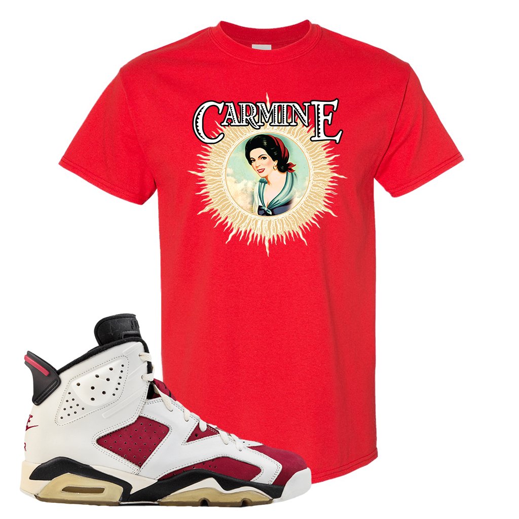 Jordan Jordan 6 Carmine Sneaker Red T Shirt | Tees to match Nike Shoes | Carmine Sauce