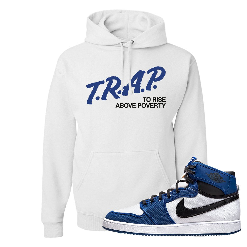 KO Storm Blue 1s Hoodie | Trap To Rise Above Poverty, White