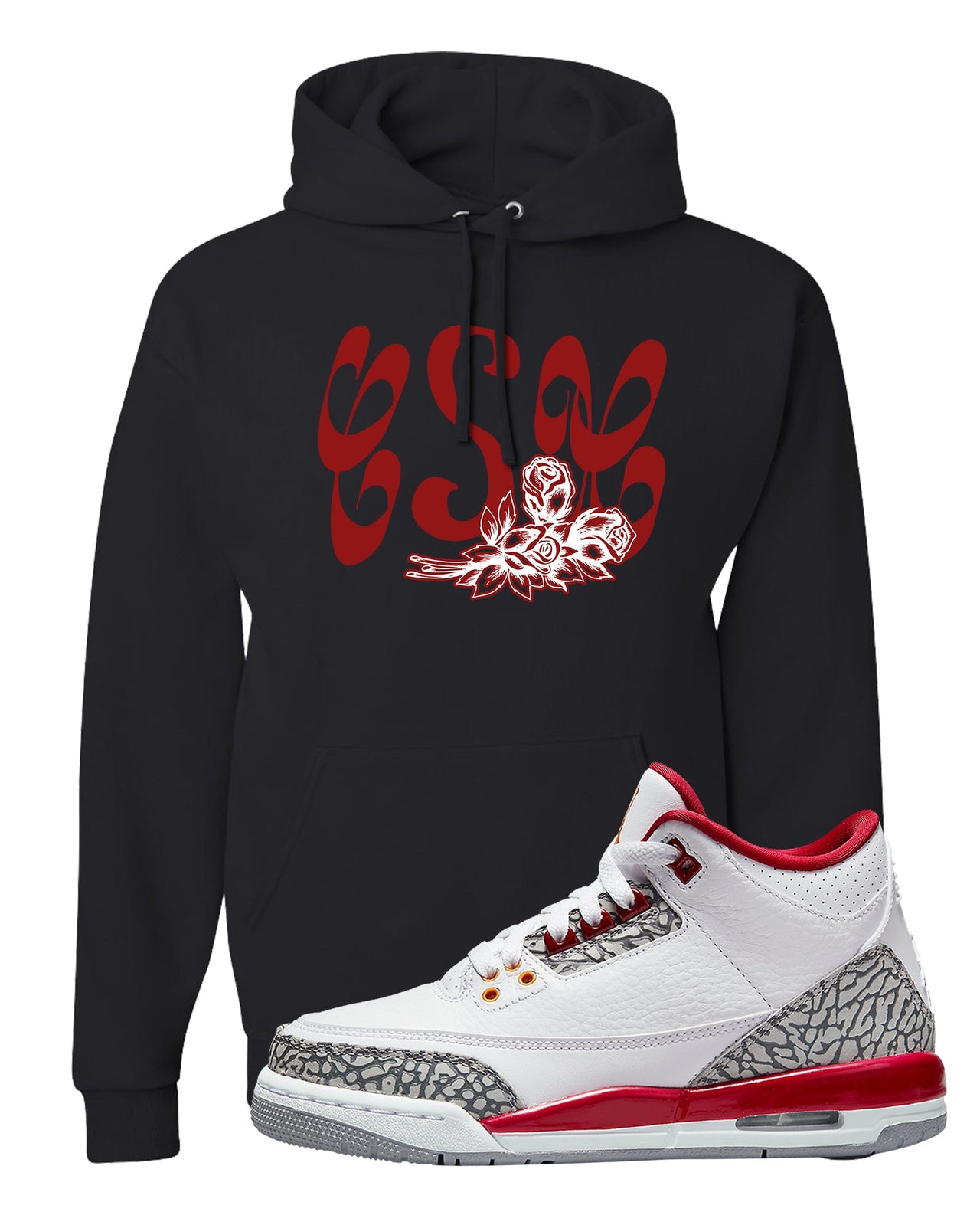 Cardinal Red 3s Hoodie | Certified Sneakerhead, Black