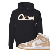 Air Jordan 1 Mid Tan Leather Hoodie | Chiraq, Black