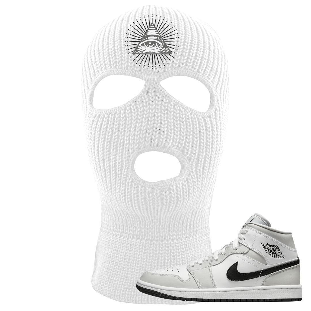 Light Smoke Grey Mid 1s Ski Mask | All Seeing Eye, White