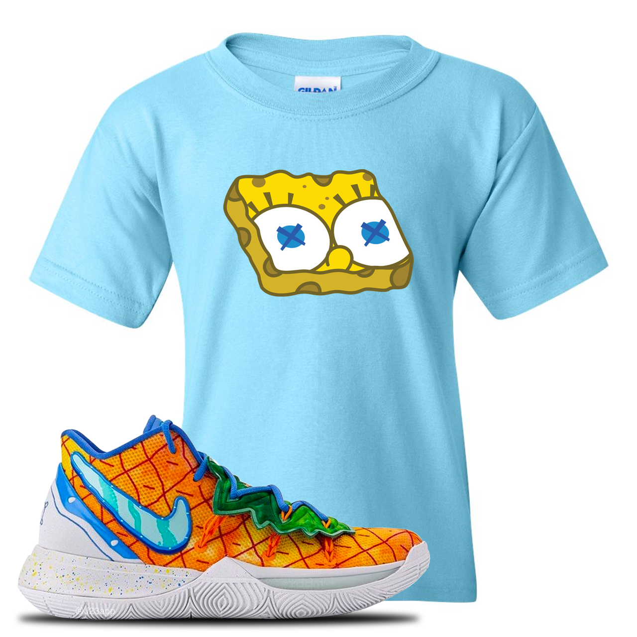Kyrie 5 Pineapple House Sponge Head Sky Blue Sneaker Hook Up Kid's T-Shirt