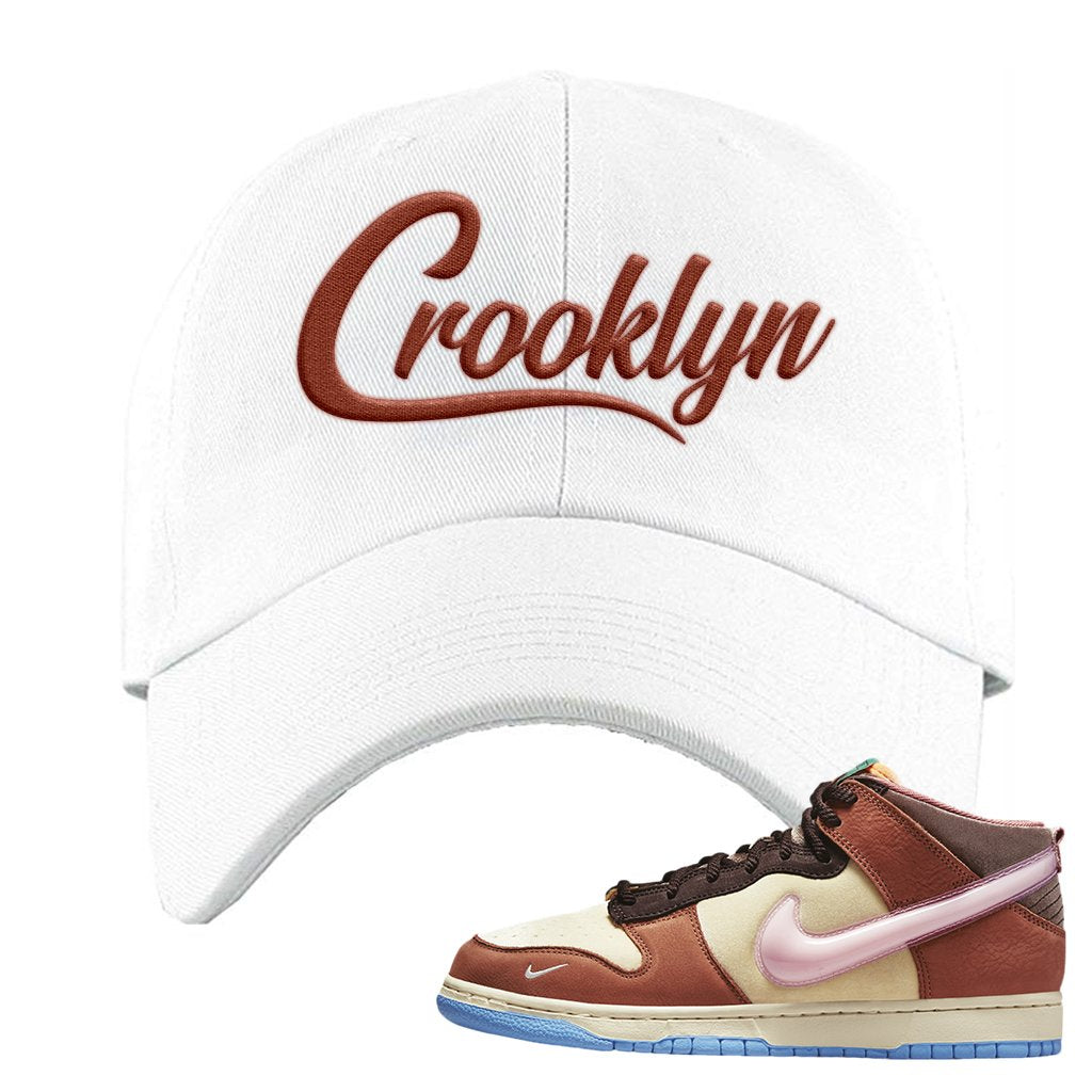 Chocolate Milk Mid Dunks Dad Hat | Crooklyn, White