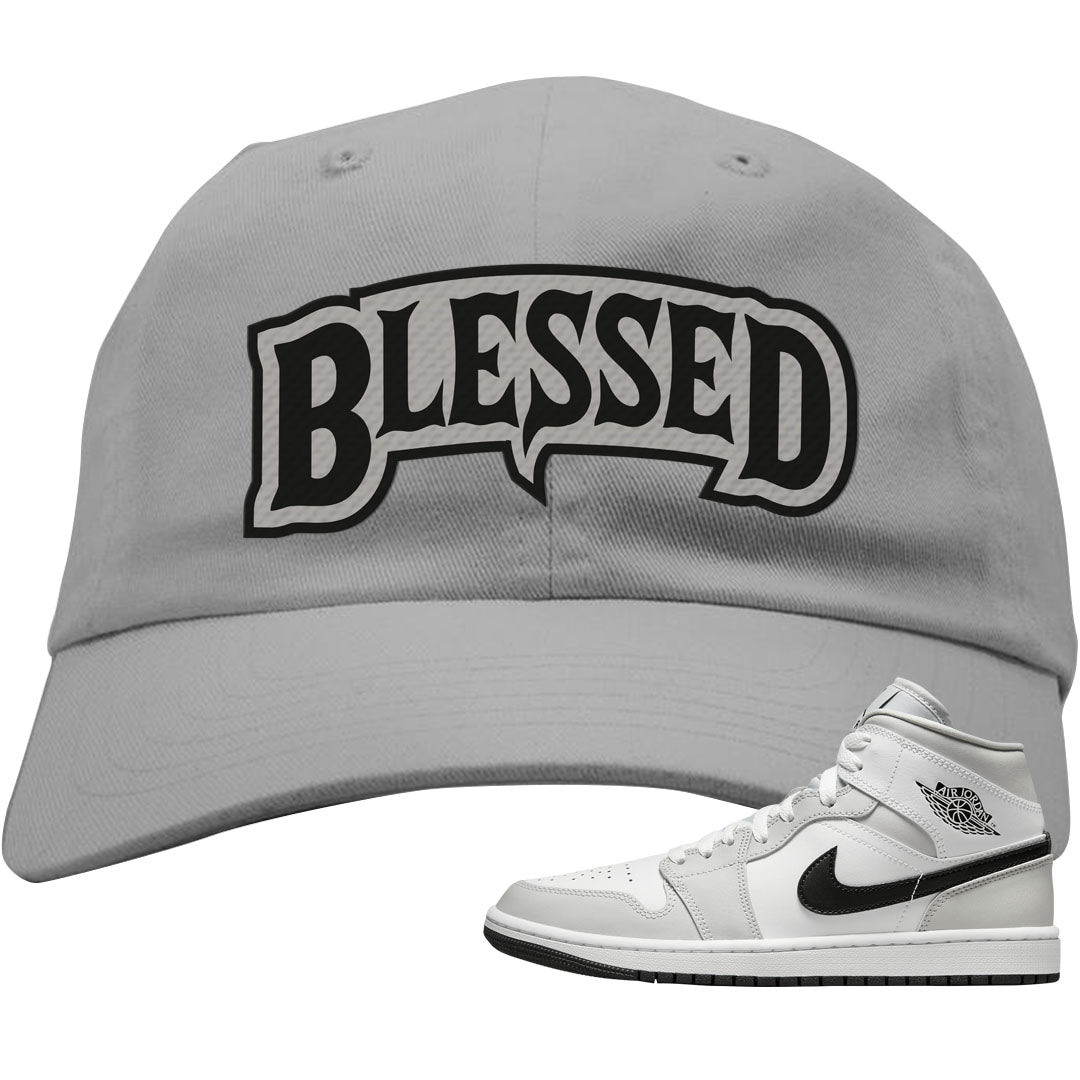 Light Smoke Grey Mid 1s Dad Hat | Blessed Arch, Light Gray