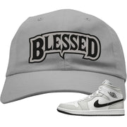 Light Smoke Grey Mid 1s Dad Hat | Blessed Arch, Light Gray