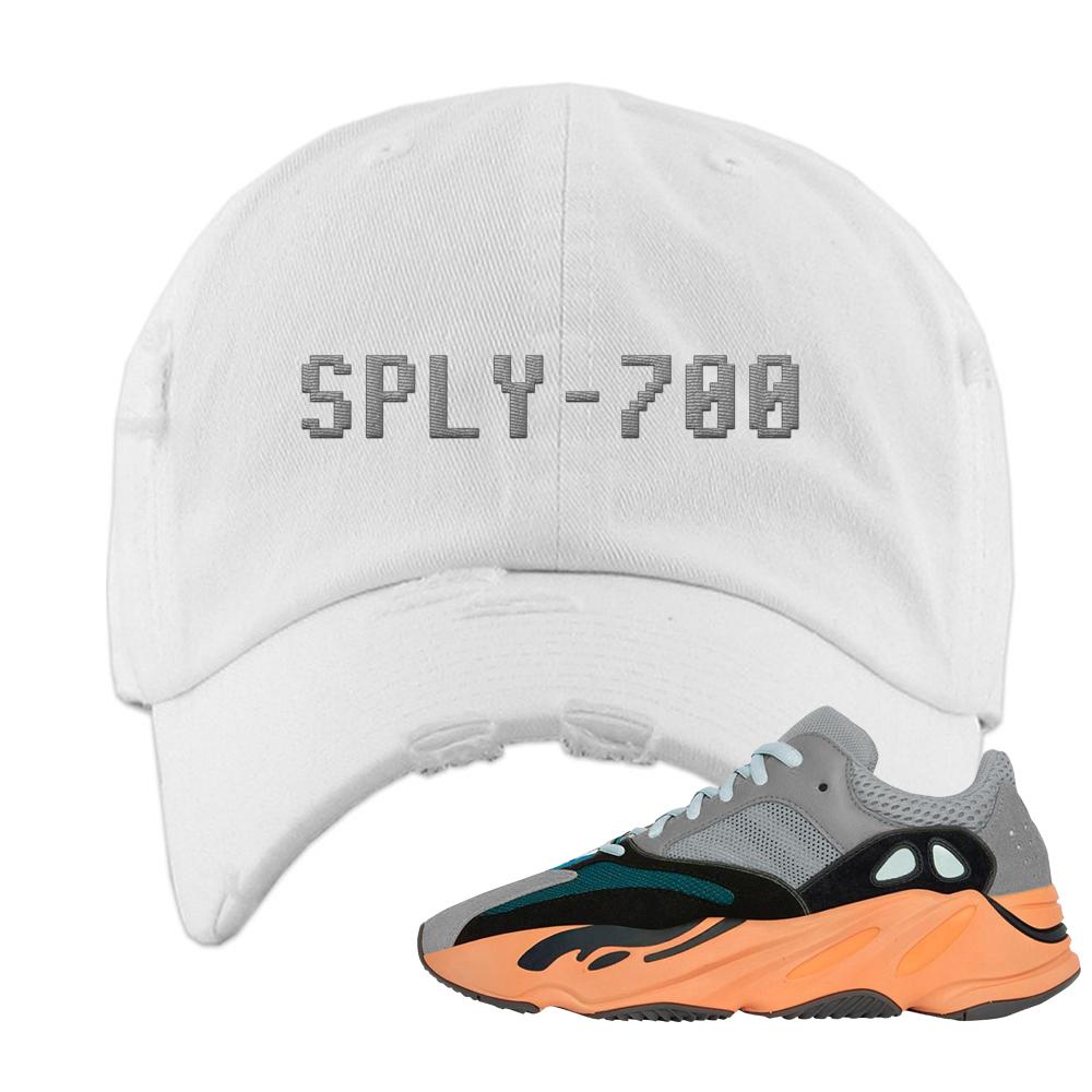 Wash Orange 700s Distressed Dad Hat | Sply-700, White