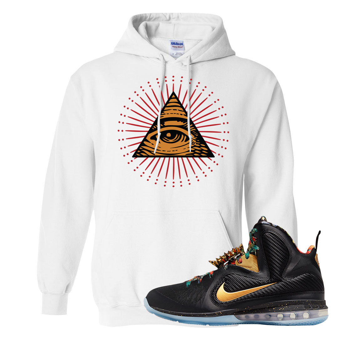 Throne Watch Bron 9s Hoodie | All Seeing Eye, White